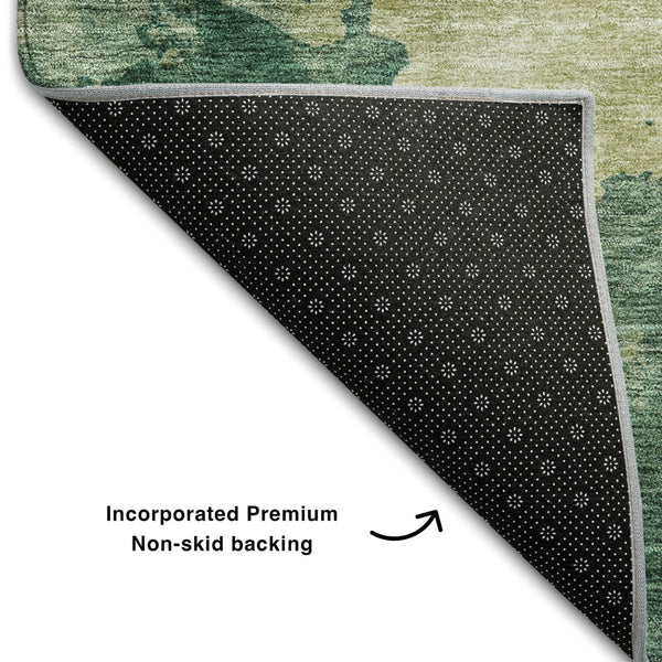 HomeRoots 8' X 10' Green and Beige Abstract Area Rug - Stylish, Washable, UV-Protected for Busy Homes 686142
