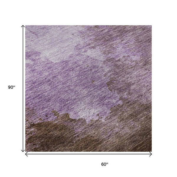 HomeRoots 5' X 8' Lavender & Mauve Abstract Area Rug – Washable, UV Protected, Soft, Ideal for Kids & Pets 686146