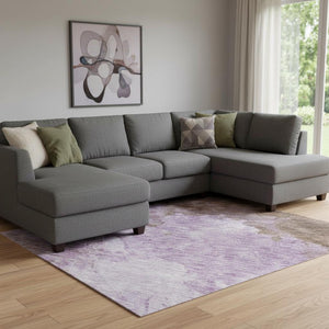 HomeRoots 8' X 10' Abstract Lavender & Mauve Washable Area Rug - Modern, Durable, UV Protected & Stylish! 686148