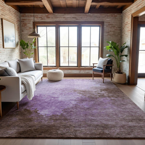 HomeRoots 8' X 10' Abstract Lavender & Mauve Washable Area Rug - Modern, Durable, UV Protected & Stylish! 686148