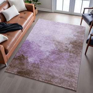 HomeRoots 8' X 10' Abstract Lavender & Mauve Washable Area Rug - Modern, Durable, UV Protected & Stylish! 686148