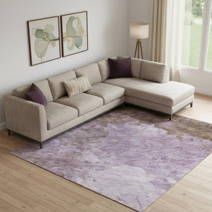 HomeRoots 9' X 12' Elegant Lavender & Mauve Abstract Washable Area Rug with UV Protection for Busy Homes 686149