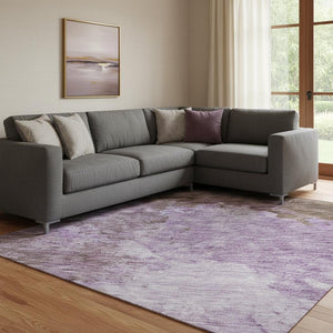 HomeRoots 10' X 14' Modern Lavender & Mauve Abstract Washable Area Rug with UV Protection for Homes 686150