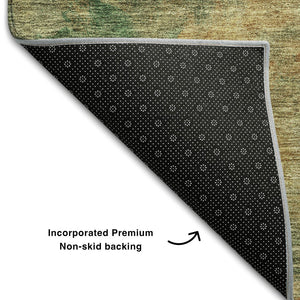 HomeRoots 8' X 10' Washable Rust, Gold & Teal Abstract Area Rug - UV Protected, Durable, and Stylish Design! 686160