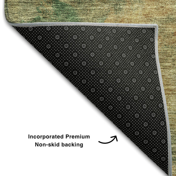HomeRoots 8' X 10' Washable Rust, Gold & Teal Abstract Area Rug - UV Protected, Durable, and Stylish Design! 686160