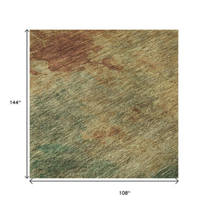 HomeRoots 9' X 12' Abstract Washable Area Rug - Rust, Gold & Teal, UV Protected, Perfect for High-Traffic Spaces 686161