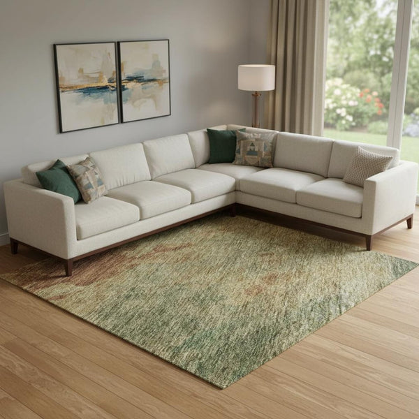 HomeRoots 9' X 12' Abstract Washable Area Rug - Rust, Gold & Teal, UV Protected, Perfect for High-Traffic Spaces 686161