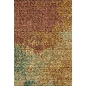 HomeRoots 10' X 14' Abstract Area Rug in Rust, Gold & Teal - Washable, UV-Protected, Stain-Resistant Design 686162