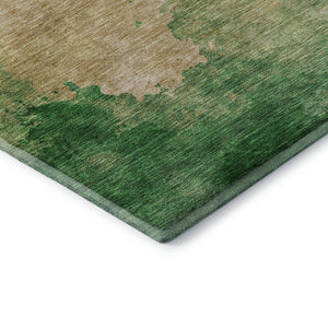 HomeRoots 10' x 14' Peach, Emerald & Beige Abstract Area Rug - Washable, UV-Protected, Ideal for High-Traffic Spaces 686168
