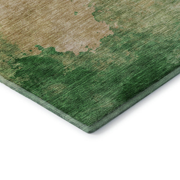 HomeRoots 10' x 14' Peach, Emerald & Beige Abstract Area Rug - Washable, UV-Protected, Ideal for High-Traffic Spaces 686168