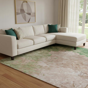 HomeRoots 8' X 10' Vibrant Pink and Emerald Abstract Washable Area Rug with UV Protection for Modern Homes 686172