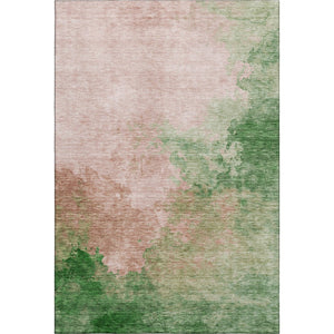 HomeRoots 10' Pink & Emerald Abstract Washable Area Rug – Stylish, Durable, UV-Protected for Vibrant Spaces! 686174