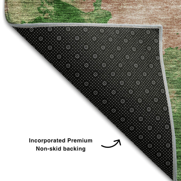 HomeRoots 10' Pink & Emerald Abstract Washable Area Rug – Stylish, Durable, UV-Protected for Vibrant Spaces! 686174