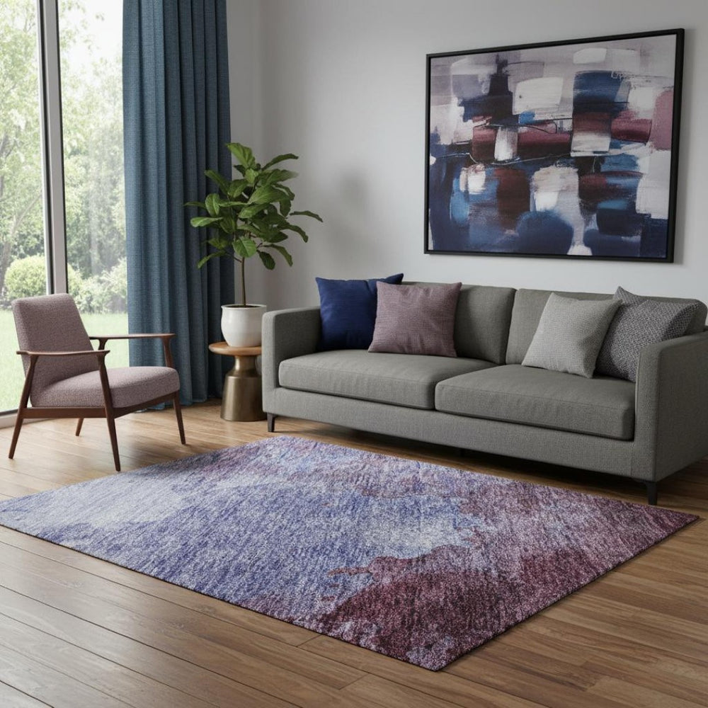 HomeRoots 5' X 8' Purple and Lavender Abstract Washable Area Rug - Durable, Stain Resistant, UV Protected Design 686176