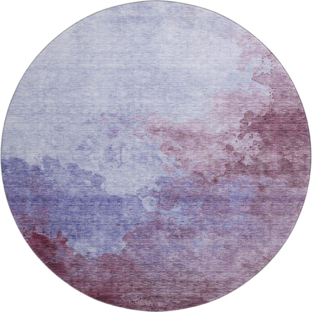 HomeRoots 8' Stunning Purple & Lavender Abstract Washable Round Rug with UV Protection for Modern Spaces 686177