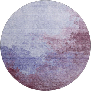 HomeRoots 8' Stunning Purple & Lavender Abstract Washable Round Rug with UV Protection for Modern Spaces 686177