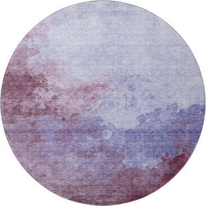 HomeRoots 8' Stunning Purple & Lavender Abstract Washable Round Rug with UV Protection for Modern Spaces 686177