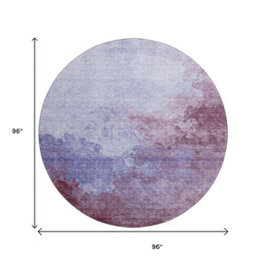HomeRoots 8' Stunning Purple & Lavender Abstract Washable Round Rug with UV Protection for Modern Spaces 686177