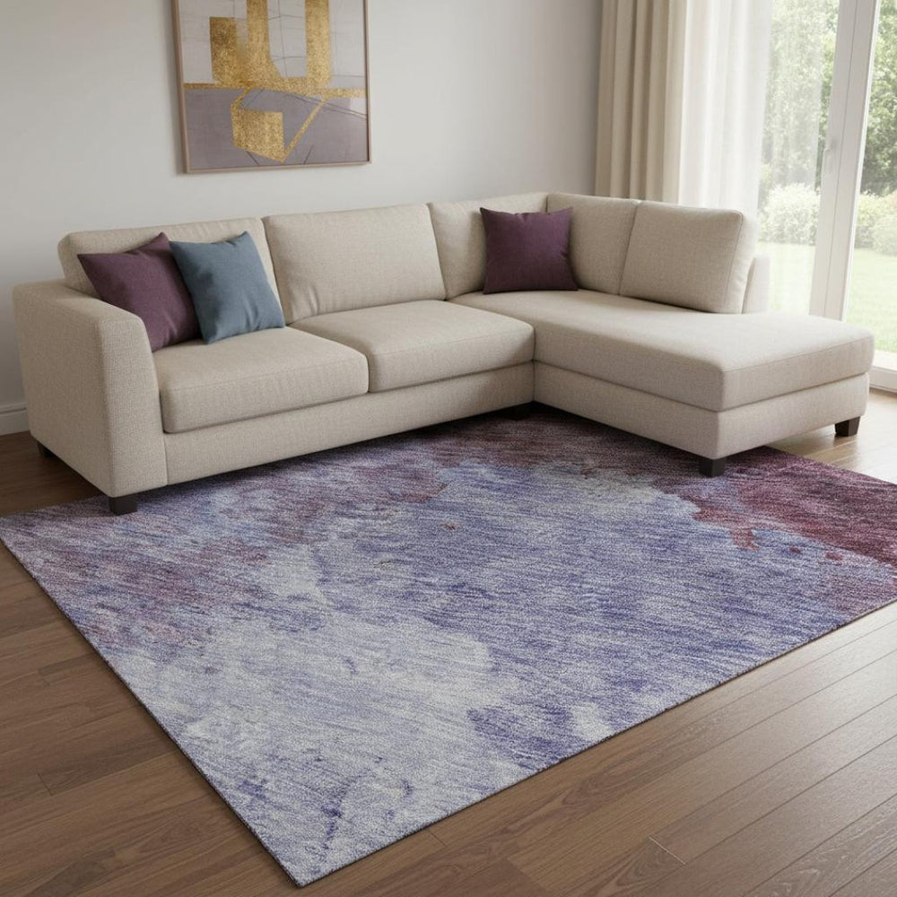 HomeRoots 8' X 10' Purple And Lavender Abstract Area Rug - Stylish, Washable, UV-Protected for Modern Spaces 686178