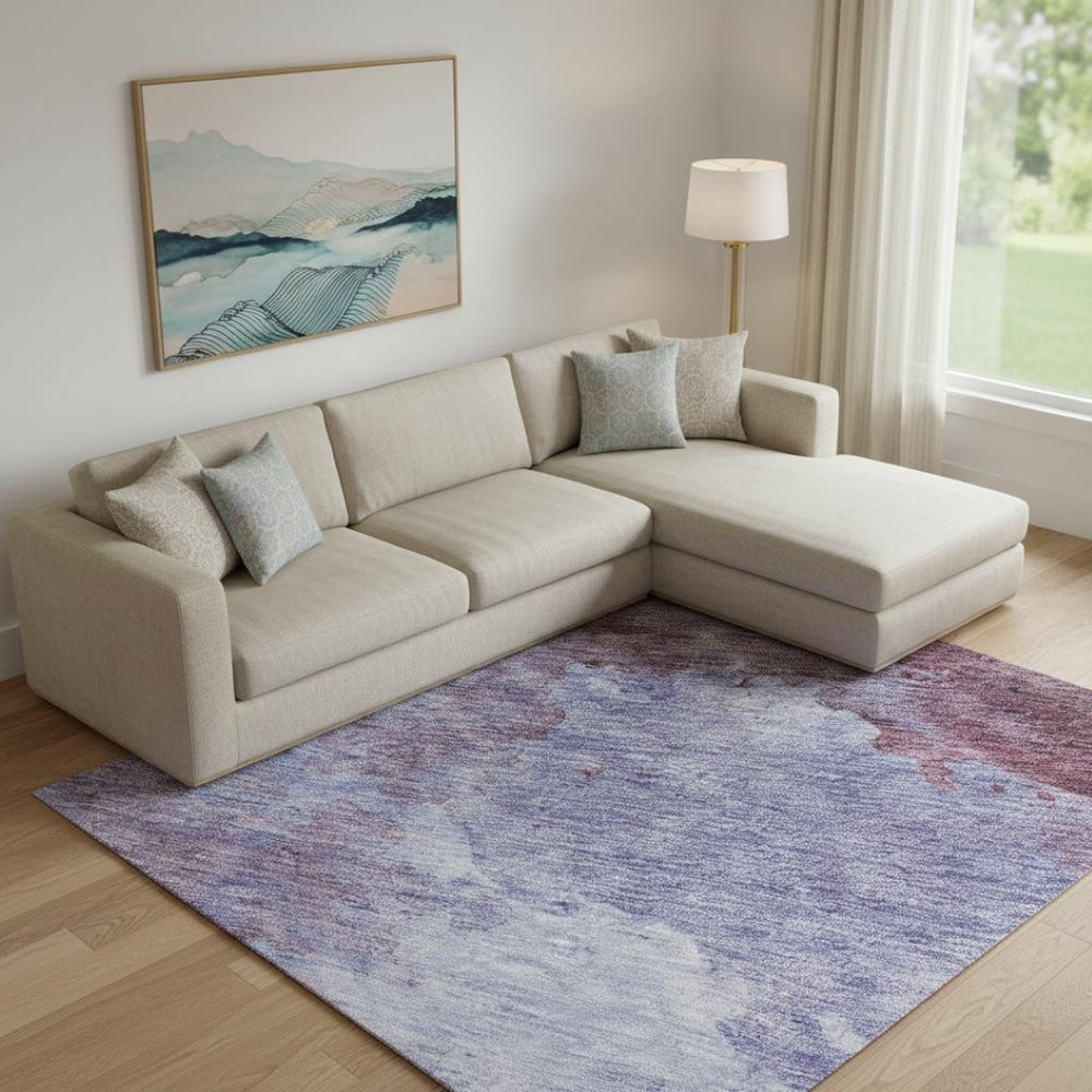 HomeRoots 9' X 12' Stylish Purple & Lavender Abstract Area Rug - Washable, UV-Protected, Stain-Resistant Design 686179
