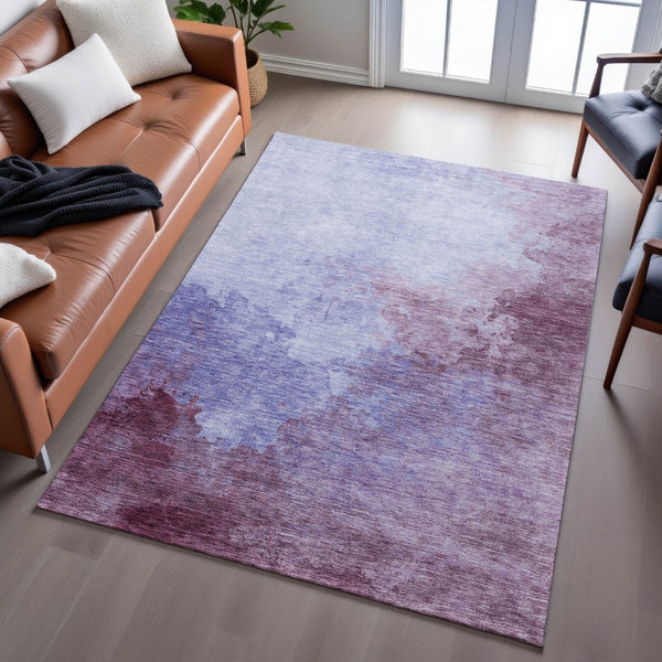 HomeRoots 9' X 12' Stylish Purple & Lavender Abstract Area Rug - Washable, UV-Protected, Stain-Resistant Design 686179