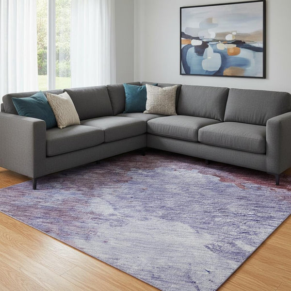HomeRoots 10' X 14' Purple And Lavender Abstract Area Rug - Modern, Washable, UV-Protected, Stain-Resistant Design 686180