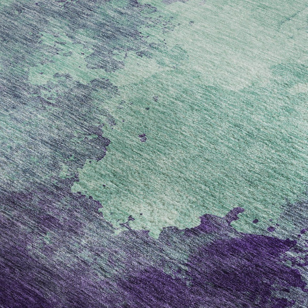 HomeRoots 9' X 12' Stylish Aqua and Purple Abstract Washable Area Rug - Durable, UV-Protected, Easy-Care Design 686185