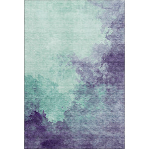 HomeRoots 10' Aqua & Purple Abstract Washable Area Rug - Durable, UV-Protected for Homes with Kids & Pets 686186