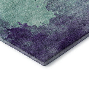 HomeRoots 10' Aqua & Purple Abstract Washable Area Rug - Durable, UV-Protected for Homes with Kids & Pets 686186