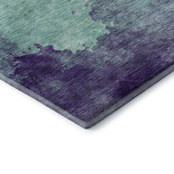 HomeRoots 10' Aqua & Purple Abstract Washable Area Rug - Durable, UV-Protected for Homes with Kids & Pets 686186