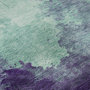 HomeRoots 10' Aqua & Purple Abstract Washable Area Rug - Durable, UV-Protected for Homes with Kids & Pets 686186
