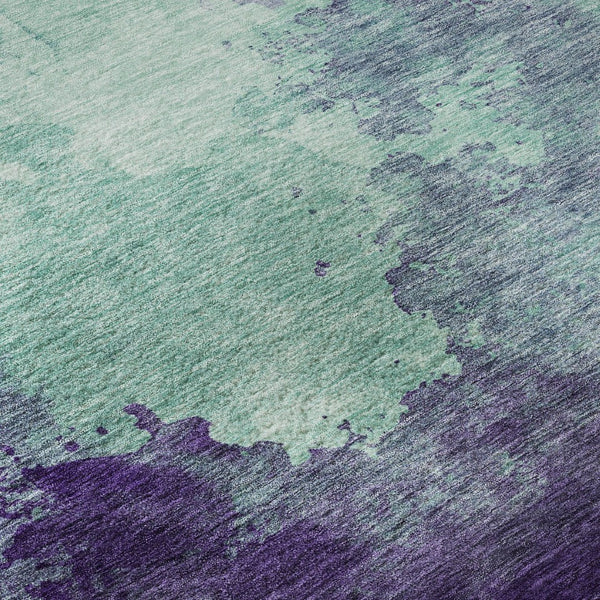 HomeRoots 10' Aqua & Purple Abstract Washable Area Rug - Durable, UV-Protected for Homes with Kids & Pets 686186