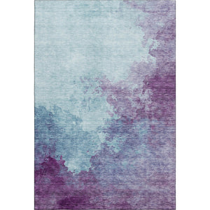 HomeRoots 5' X 8' Sky Blue & Purple Abstract Washable Area Rug with UV Protection – Stylish, Durable, and Versatile! 686188