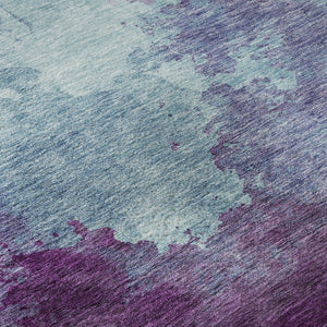 HomeRoots 5' X 8' Sky Blue & Purple Abstract Washable Area Rug with UV Protection – Stylish, Durable, and Versatile! 686188
