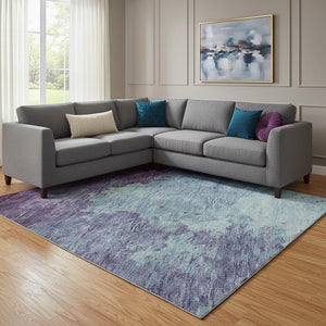 HomeRoots 8' X 10' Sky Blue & Purple Abstract Washable Area Rug - Modern, Durable, UV-Protected & Easy Care! 686190