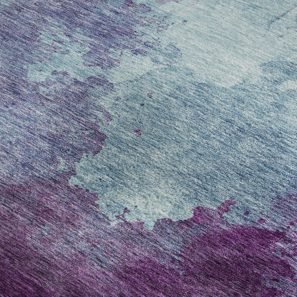 HomeRoots 10' X 14' Sky Blue & Purple Abstract Area Rug - Durable, Washable, UV-Protected for Modern Spaces 686192