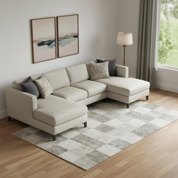 HomeRoots 9' X 12' Beige And Taupe Geometric Washable Area Rug – Stylish, Stain-Resistant, UV-Protected Design! 686197