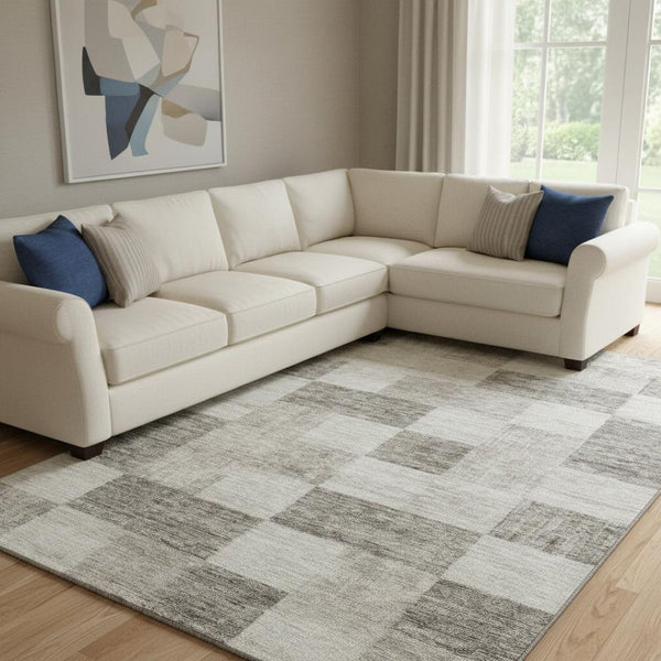 HomeRoots 10' X 14' Beige and Taupe Geometric Area Rug - Washable, Stain Resistant, UV Protected for Homes 686198