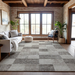 HomeRoots 10' X 14' Beige and Taupe Geometric Area Rug - Washable, Stain Resistant, UV Protected for Homes 686198