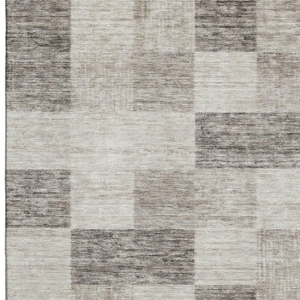 HomeRoots 10' X 14' Beige and Taupe Geometric Area Rug - Washable, Stain Resistant, UV Protected for Homes 686198