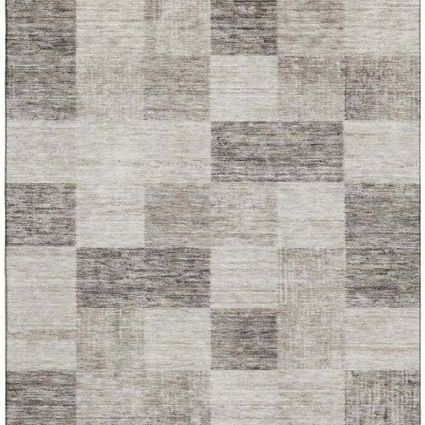 HomeRoots 10' X 14' Beige and Taupe Geometric Area Rug - Washable, Stain Resistant, UV Protected for Homes 686198