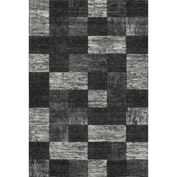 HomeRoots 5' X 8' Contemporary Black Gray Silver Geometric Area Rug - Washable, UV-Protected for Durability 686200