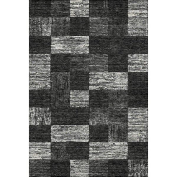 HomeRoots 5' X 8' Contemporary Black Gray Silver Geometric Area Rug - Washable, UV-Protected for Durability 686200