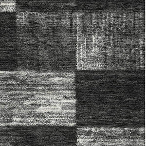HomeRoots 8' X 10' Modern Black Gray & Silver Geometric Area Rug - Washable, UV-Protected & Non-Slip Design 686202