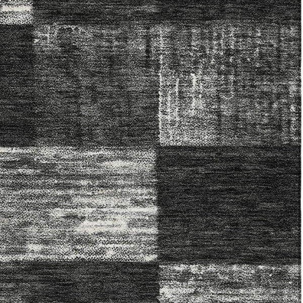 HomeRoots 8' X 10' Modern Black Gray & Silver Geometric Area Rug - Washable, UV-Protected & Non-Slip Design 686202