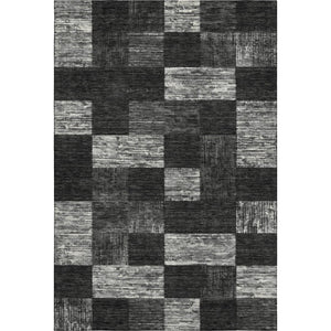 HomeRoots 9' X 12' Washable Geometric Area Rug in Black, Gray & Silver - Durable, UV-Protected & Stylish! 686203