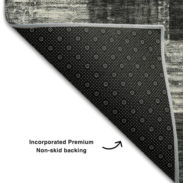 HomeRoots 9' X 12' Washable Geometric Area Rug in Black, Gray & Silver - Durable, UV-Protected & Stylish! 686203