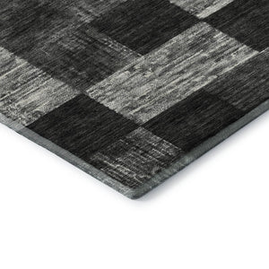 HomeRoots 9' X 12' Washable Geometric Area Rug in Black, Gray & Silver - Durable, UV-Protected & Stylish! 686203