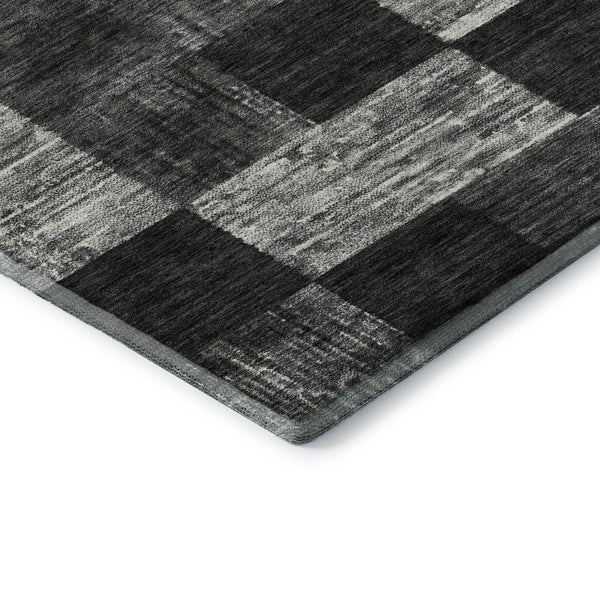 HomeRoots 9' X 12' Washable Geometric Area Rug in Black, Gray & Silver - Durable, UV-Protected & Stylish! 686203