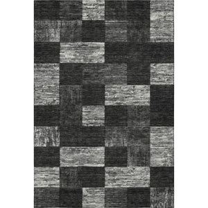 HomeRoots 10' Geometric Washable Area Rug in Black, Gray & Silver - UV Protected, Durable for High Traffic Areas 686204